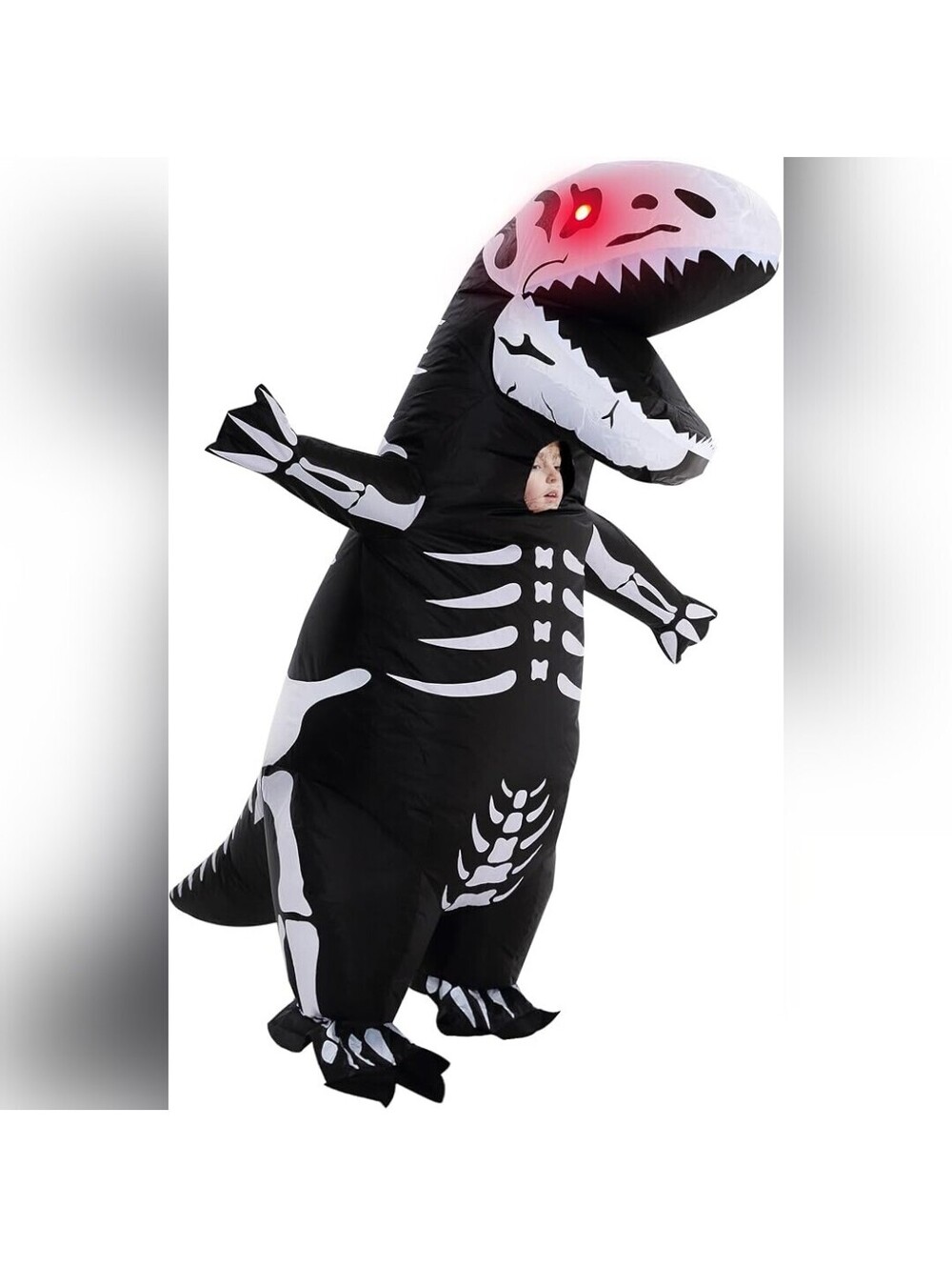 ZPISF Kids Inflatable Skeleton T-Rex Dinosaur Costume with LED Eyes